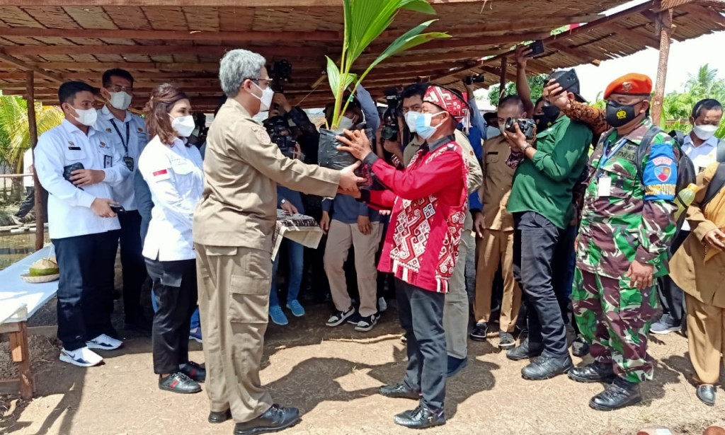 WAKIL MENTRI PERTANIAN SERAHKAN BIBIT KELAPA UNGGUL LOKAL DI DESA KUALA DUA