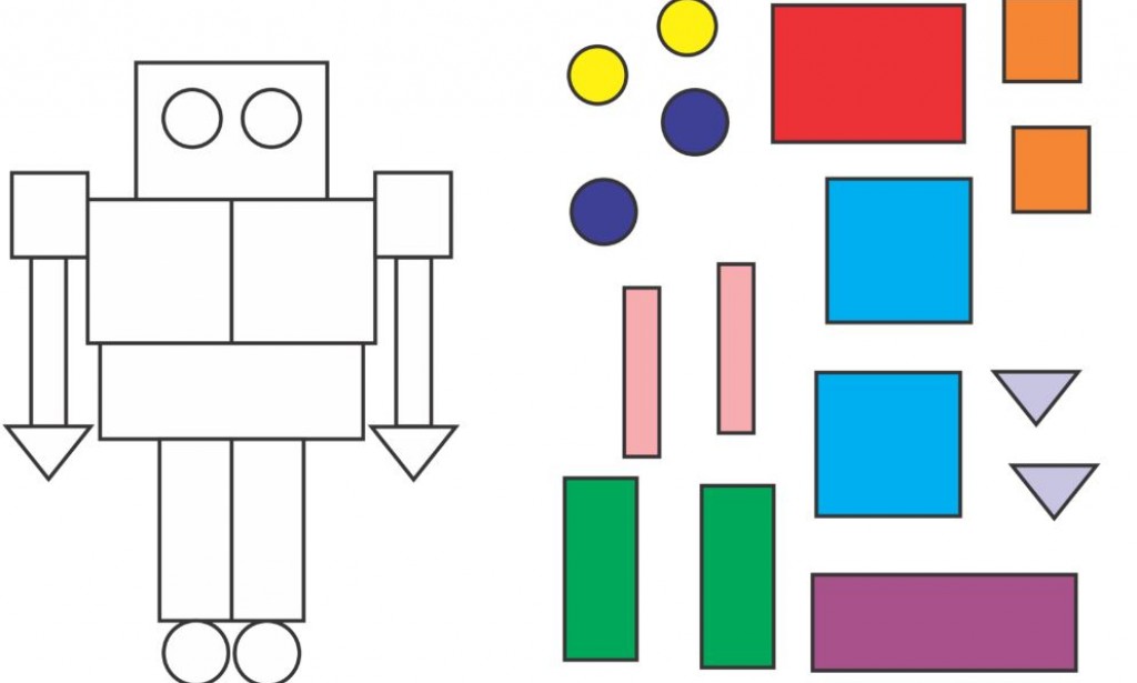Puzzle Geometri Bentuk Robot